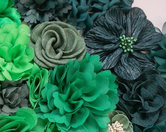 Emerald Green Fabric Flower Variety Pack: Craft Floral Embellishments