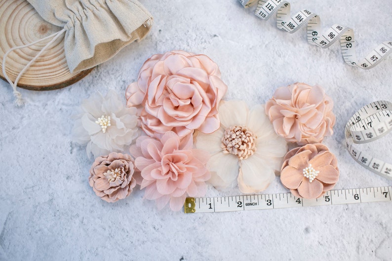 Fabric Flower Variety Bundle Blush Pink Flower Pack Soft Pink Fabric Flowers Rose & Blush Craft Flower Multipack Floral Grab Bag image 9