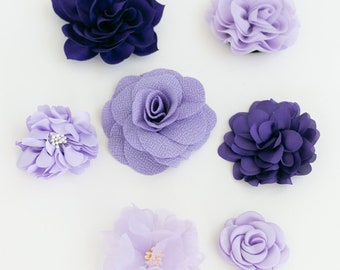 Fabric Flower Variety Bundle | Purple Flower Pack | Fabric Flowers | Lilac Purple Craft Flower Multipack | Cool-Toned Purple Floral Grab Bag