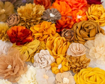 Fall Fabric Flower Grab Bag: DIY Autumn Decor, Assorted Blooms