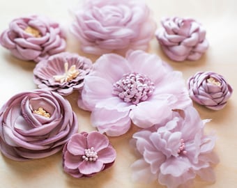 Lilac Fabric Flower Variety Pack: Purple Floral Appliques