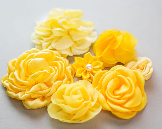 Handmade Yellow Fabric Flower Variety Pack: Millinery Floral Bundle - Etsy