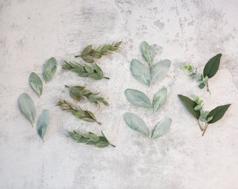 Loose Greenery Bundle | Toss Petal Greenery Leaves | Table Styling Stems and Branches | Photo Prop Faux Greenery | Artificial Ruscus Leaves