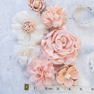 Fabric Flower Variety Bundle Blush Pink Flower Pack Soft Pink Fabric Flowers Rose & Blush Craft Flower Multipack Floral Grab Bag image 2