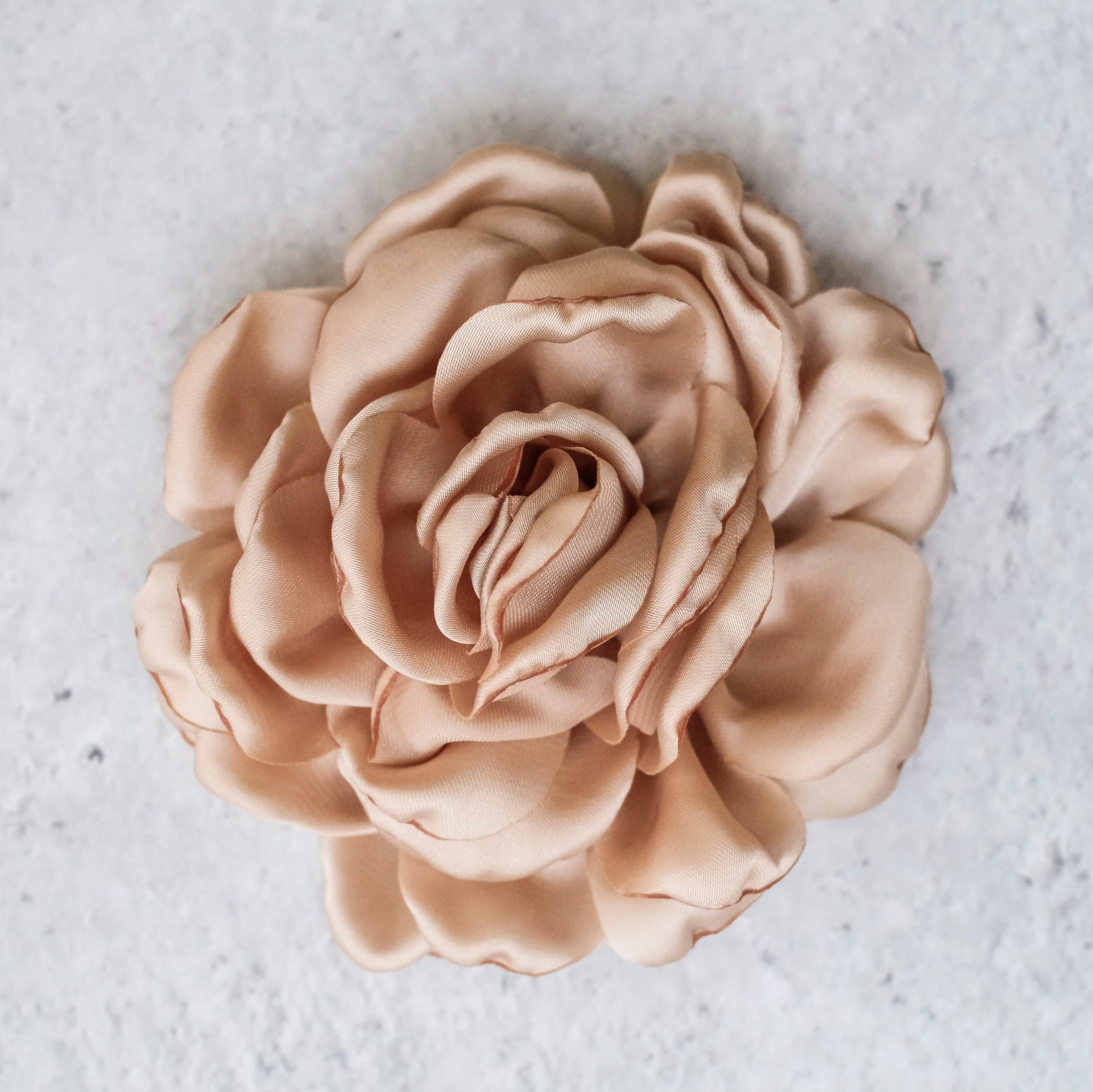 Fabric Flower Artificial Satin Cabbage Rose Satin Rose Tropical Coral Pink Millinery Flower Large Bright Coral Garden Rose