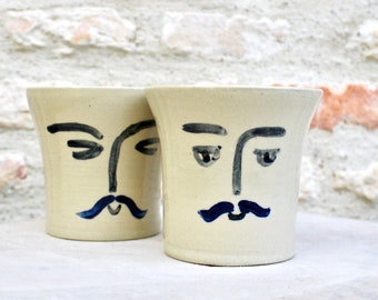 Mug Monsieur in sandstone, of French origin can be used in the morning for tea or coffee