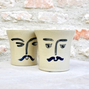 Mug Monsieur in sandstone, of French origin can be used in the morning for tea or coffee image 1