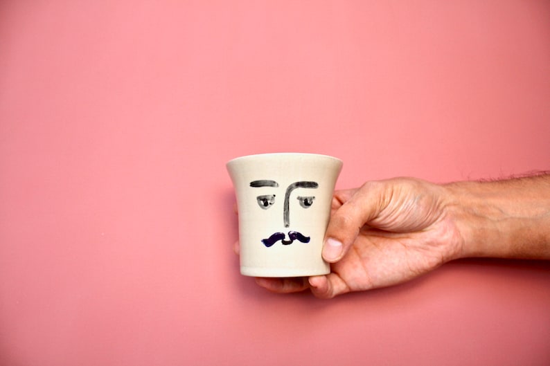 Mug Monsieur in sandstone, of French origin can be used in the morning for tea or coffee image 2