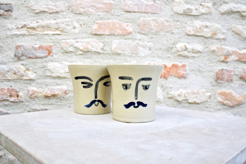 Mug Monsieur in sandstone, of French origin can be used in the morning for tea or coffee image 1