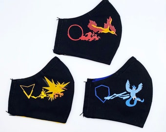 Original Art Work & Pokémon Go Team Name Mask with Integrated Non-Woven Filter Liner
