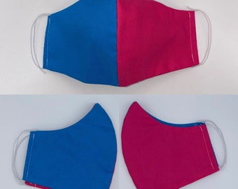 Cyan & Magenta Face Mask with Integrated Layered Non-Woven Polypropylene Liner