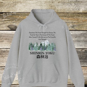 Japanese Shinrin-Yoku Forest Bathing Hoodie, Forest Healing Ritual, Forest Medicine, Forest Bath, Nature Mountain Forest Scene Sweater Gift