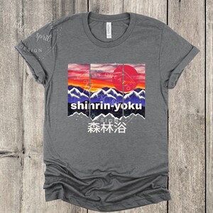 Shinrin Yoku Forest Bathing Ritual Shirt, Japanese Mountain Scene Forest Therapy Tshirt Forest Bather Gift, Spiritual Wellness Crewneck Tee