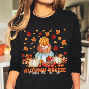 Autumn Pumpkin Sweatshirt, Fall Leaves Sweatshirt, Fall Season Sweatshirt, Autumn Season Gifts, Happy For Fall Shirts, Fall Snowman Pumpkins