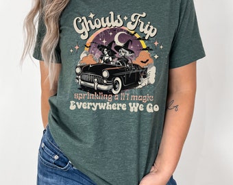 Halloween Ghouls Trip Shirt Vintage Retro Spooky Season Witch Girls Trip Vacation t-shirt Weekend Getaway Group Party Trip Crewneck Tshirt
