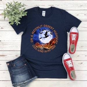 On Desert Highway Cool Wind In My Hair, Witch Flying Shirt, Witch And Bats Flying T-Shirt, Halloween Witch Shirt, Halloween Desert Highway