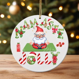 Namaste Jolly Yoga Santa Ceramic Christmas Holiday Meditation Santa Tree Decor Xmas Gift For Yoga Instructor Tree Yoga Ornament Present