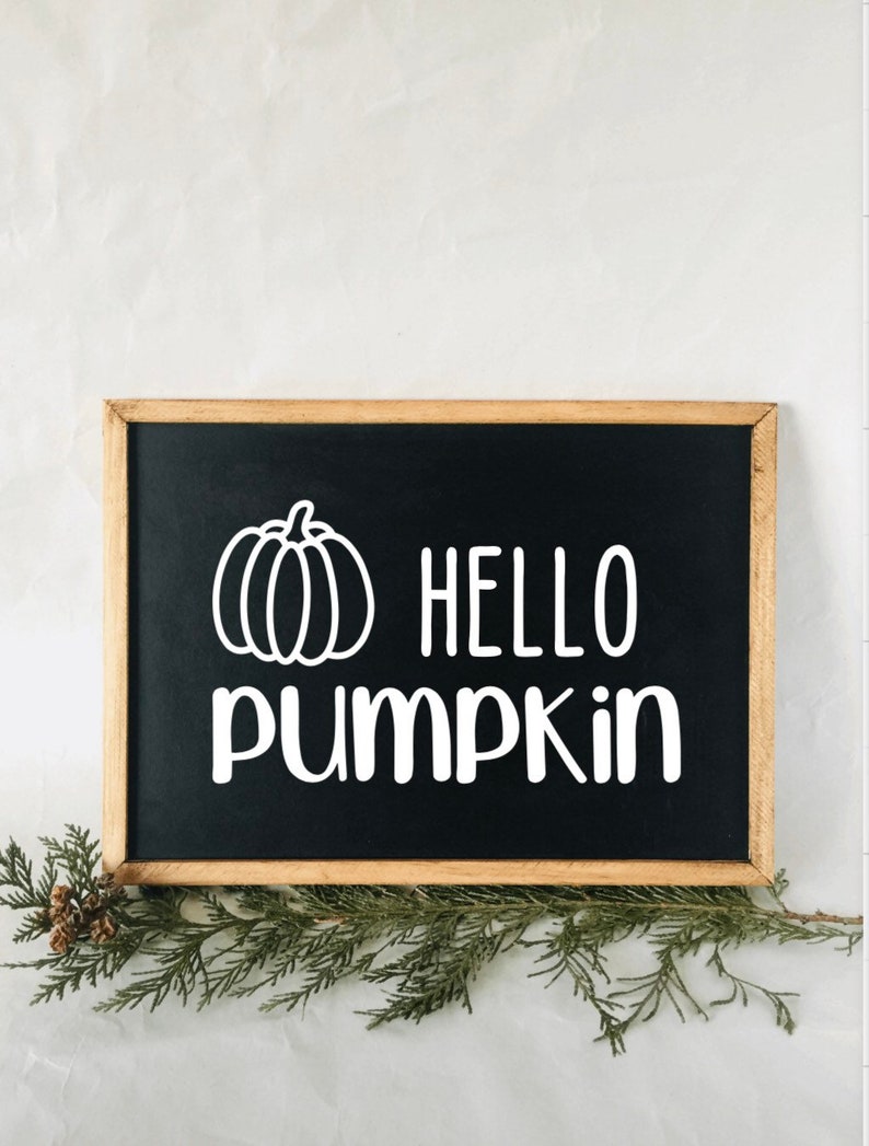 Autumn/fall decoration UK hello pumpkin sign physical sign farmhouse style image 1