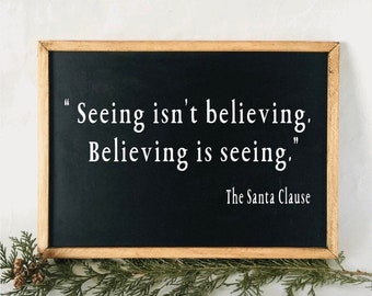 The Santa clause movie decorative blackboard sign ,handmade uk ,Christmas decoration,Christmas decor