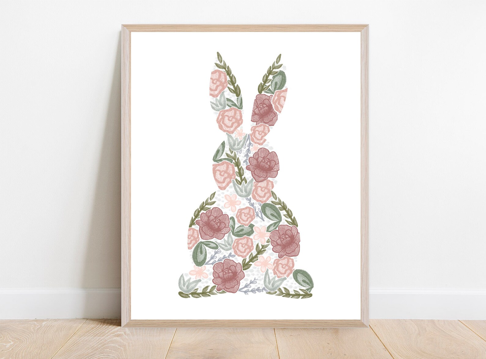 Floral Bunny Print Etsy