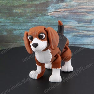 Beagle 3d printed fidget pocket pet, Just Because gift for dog lover, 3d dog, pocket pet, pet memorial, articulated animal, flexi pet