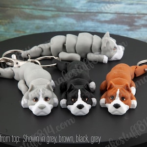 American Bully 3d printed keychain, Just Because gift for dog lover, 3d dog, bag charm, pet memorial, articulated animal, flexi keychain