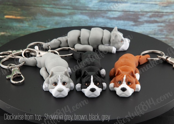 TOXI Cute French Bulldog Keychains PU Leather Rope Key Rings Punk