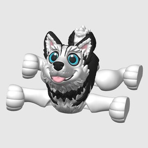 Husky 3d printed fidget pocket pet, Just Because gift for dog lover, 3d dog, pocket pet, pet memorial, articulated animal, flexi pet