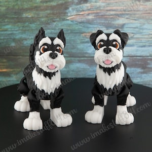 Schnauzer 3d printed fidget pocket pet, Just Because gift for dog lover, 3d dog, pocket pet, pet memorial, articulated animal, flexi pet