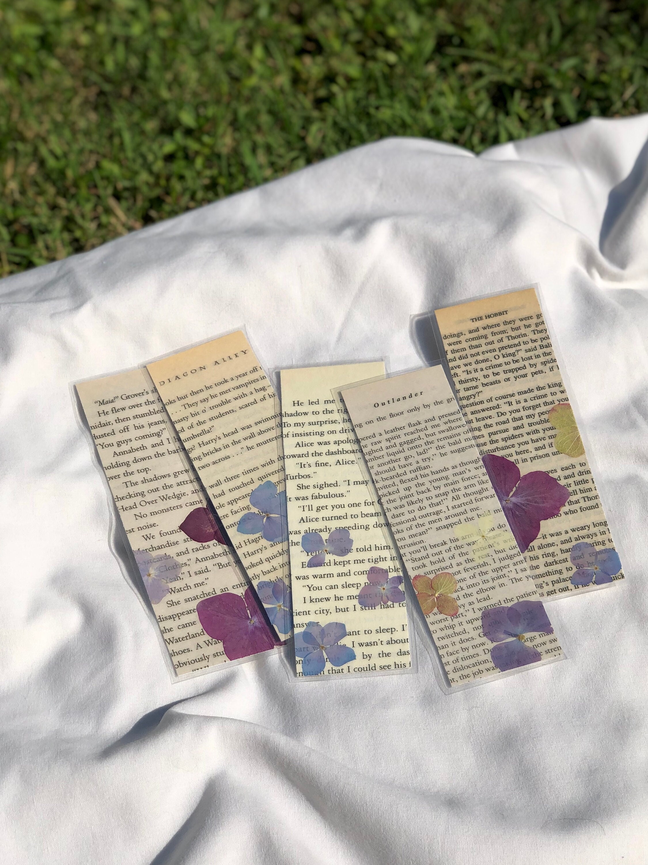 Pressed Flower Bookmarks, Recycled from Thrifted Books