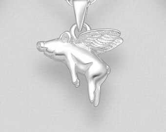 If Pigs Could Fly Pendant/ Flying Pig Pendant / Pig Pendant/Sterling Silver Pig Pendant