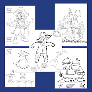 Pirate Prince coloring printable pages perfect for Kids, Teens. Birthday Party Activity, Christmas Gift or stocking stuffers.