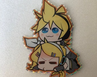 Kagamine Rin and Len Chibi Glossy Holo Sticker