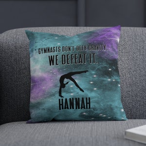 Gymnastics Pillow for Girls, Personalized Teal and Pink Gymnastics Pillow, Custom Gymnastics Pillow, Gymnastics Gift, Gymnastics Room Decor