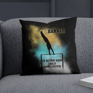 Gymnastics Pillow for Girls, Personalized Teal and Pink Gymnastics Pillow, Custom Gymnastics Pillow, Gymnastics Gift, Gymnastics Room Decor