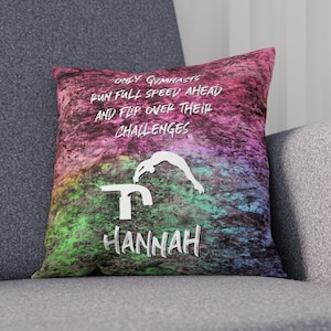 Gymnastics Pillow for Girls, Personalized Teal and Pink Gymnastics Pillow, Custom Gymnastics Pillow, Gymnastics Gift, Gymnastics Room Decor