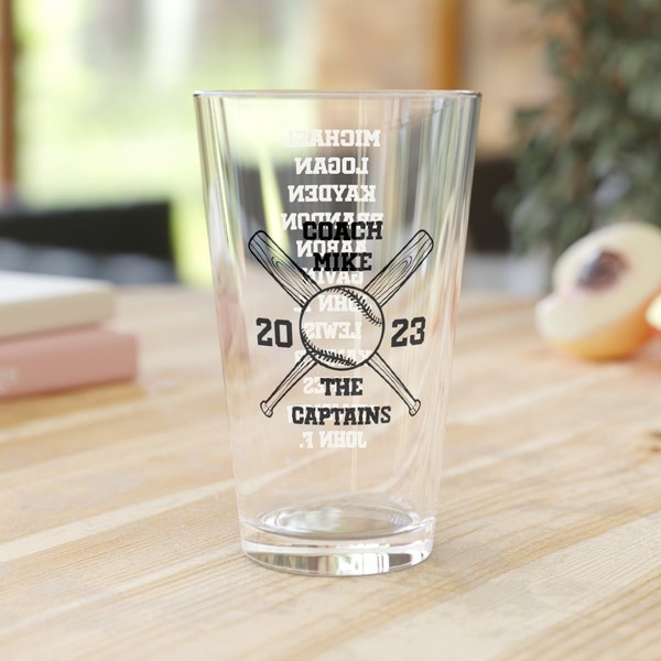 Personalized Baseball Coach Gift from Team, Custom Pint Glass, Sports Gift, Softball Coach Gift, Beer Gift, End of the Season Gift