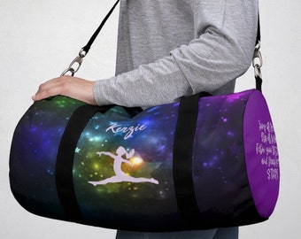 Gymnastics Bag for Girls, Gymnastics Personalized Duffle Bag, Christmas Gift for Daughter, Gymnastics Gift, Reach for the Stars, Kids Bag