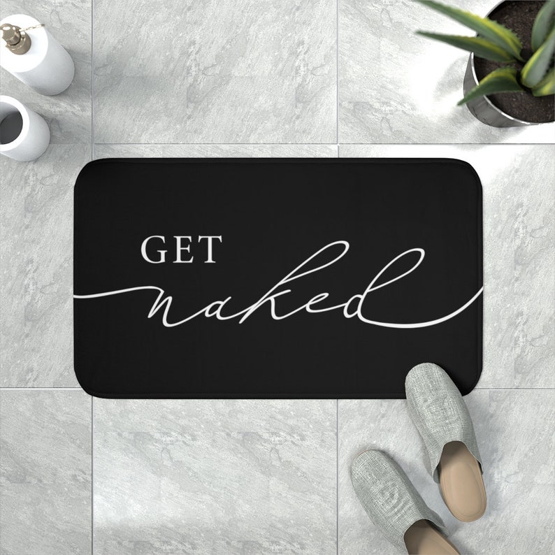 Get Naked Bath Mat, Black Bath Mat, Get Naked Decor, Bathroom Rug, Memory Foam Bath Mat, Get NakedBath Mat, Bathroom Decor, Cute Bath Mat image 2
