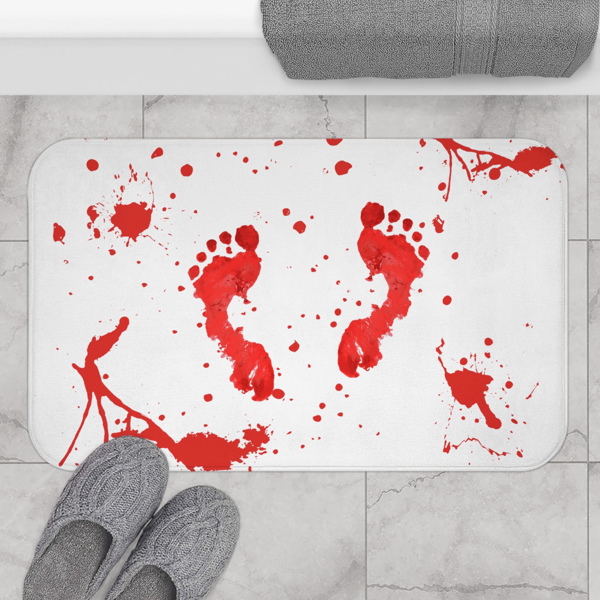 Blood Bath Mat Footprints Rugs Towel Bath Floor Mat Horror Bloody