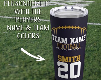 Personalized Football Mama Tumbler, Custom Team Name & Number, Gift for Football Mom