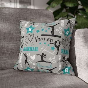 Personalized Gymnastics Name Pillow, Gymnastics Gift for Girls, Gymnastics Room Decor, Gymnastics Team Gift, Gymnast Meet Gift, Coach Gift