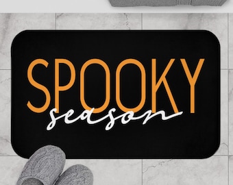 Spooky Season Halloween Bath Mat, Halloween Bathroom Decor, Bathroom Rug, Cute Bath Mat, Memory Foam Bath Mat, Fall Bath Mat