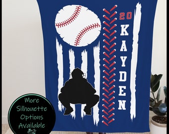 Personalized Baseball Blanket – Custom Name and Number Gift for Players and Families