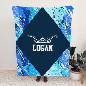 Swimmer Blanket, Swim Team Senior Gifts, Swimmer Gifts for Girls, Swim, Swimmer Gifts for Boys, Name Blanket Personalized, Swimmer Room