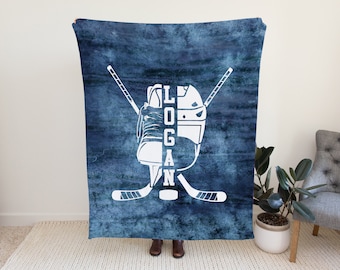 Hockey Blanket Personalized, Hockey Gift for Boys, Ice Hockey Gifts, Custom Sports Gift, Team Gifts, Sports Blanket, Hockey Mom Blanket