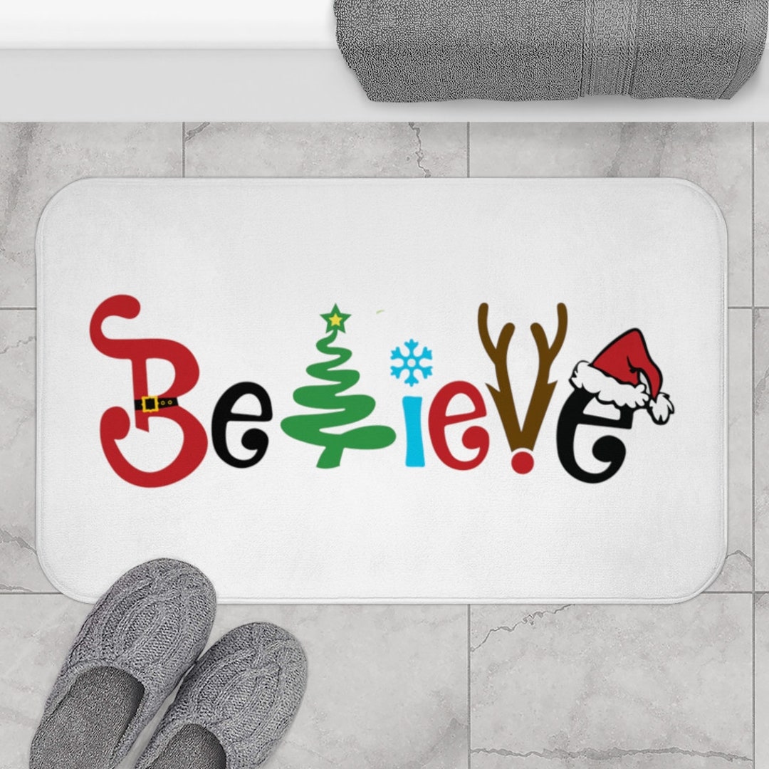Christmas Bath Mat, Believe Decor, Christmas Bathroom Decor, Bathroom