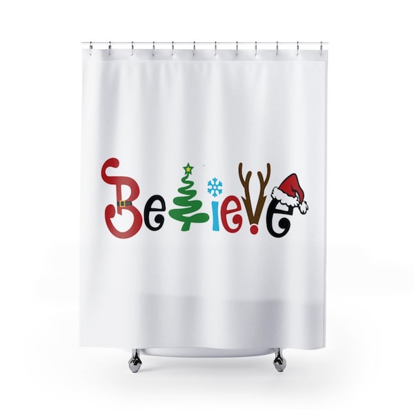 Christmas Shower Curtain Etsy