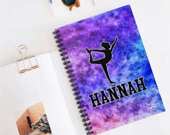 Gymnastics Gift for Girls, Personalized Notebook for Kids, Custom Notebook, Christmas Gift for Daughter, Spiral Notebook, Granddaughter Gift