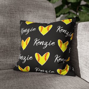Softball Pillow Personalized, Softball Gifts for Girls, Team Gifts, Custom Name Pillow, Coach Gift, Softball Room Decor, Senior Night Gift
